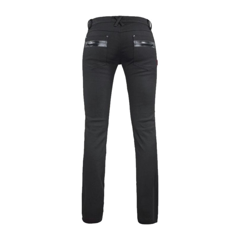 Women Goth Long Pants With Zippers Black Punk Rock Decorated Pants